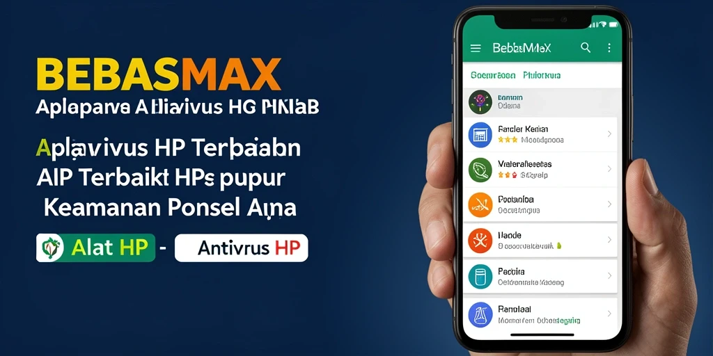 Tampilan antarmuka BEBASMAX menunjukkan fitur pemindaian Antivirus HP yang mudah diakses.