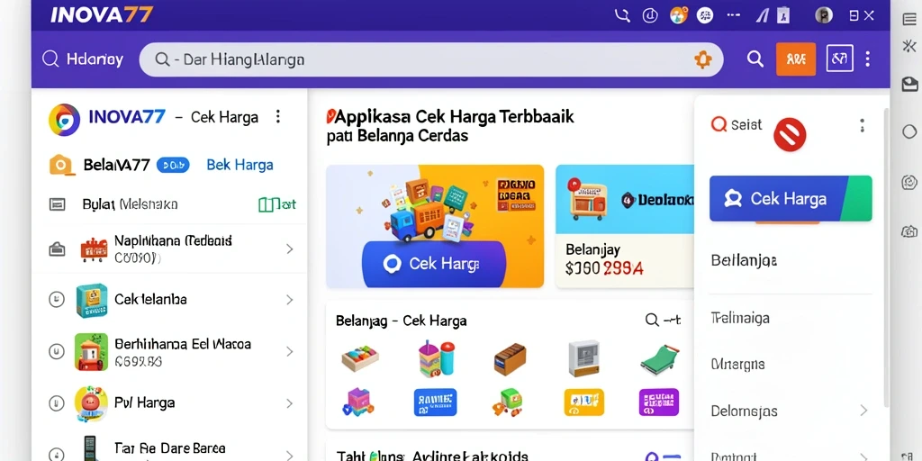 Tampilan utama aplikasi INOVA77 untuk cek harga produk secara efisien.
